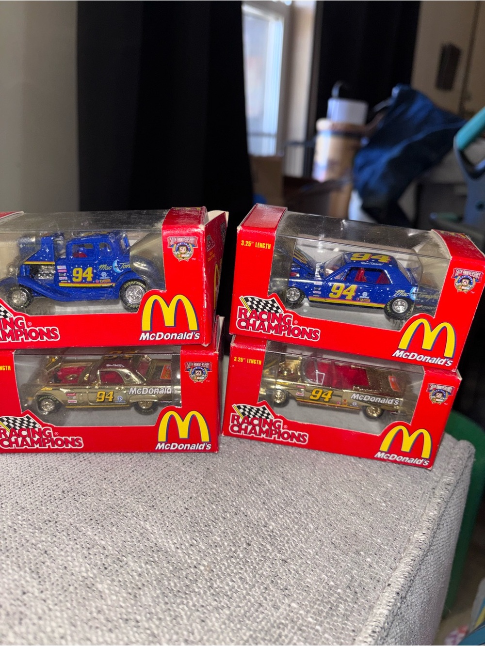 McDonald's Racing Champions Kids Toy Cars - Blue and Gold Pack of 4